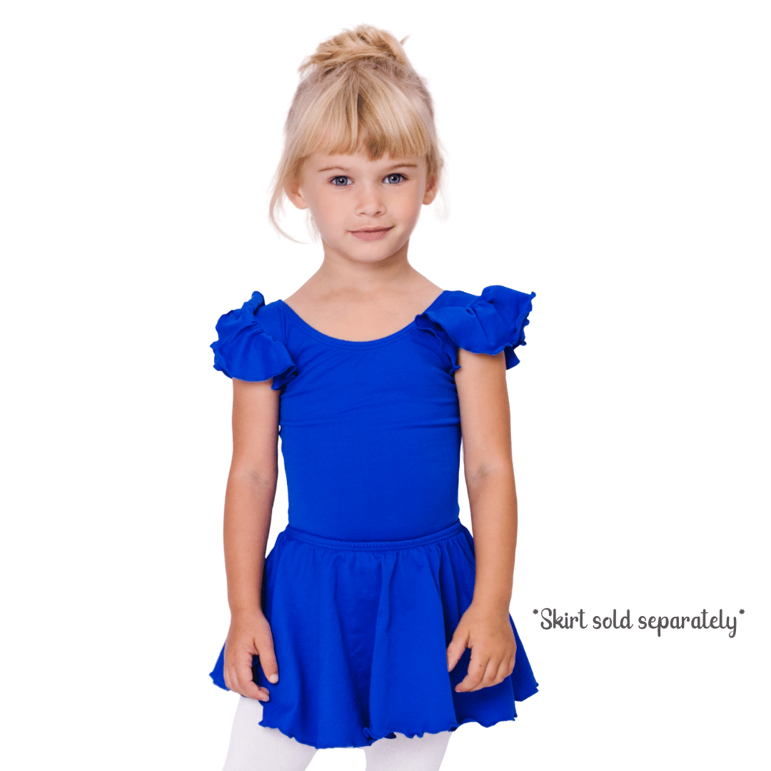 Royal Blue Leotard with Flutter/Ruffle Short Sleeve for Toddler & Girls