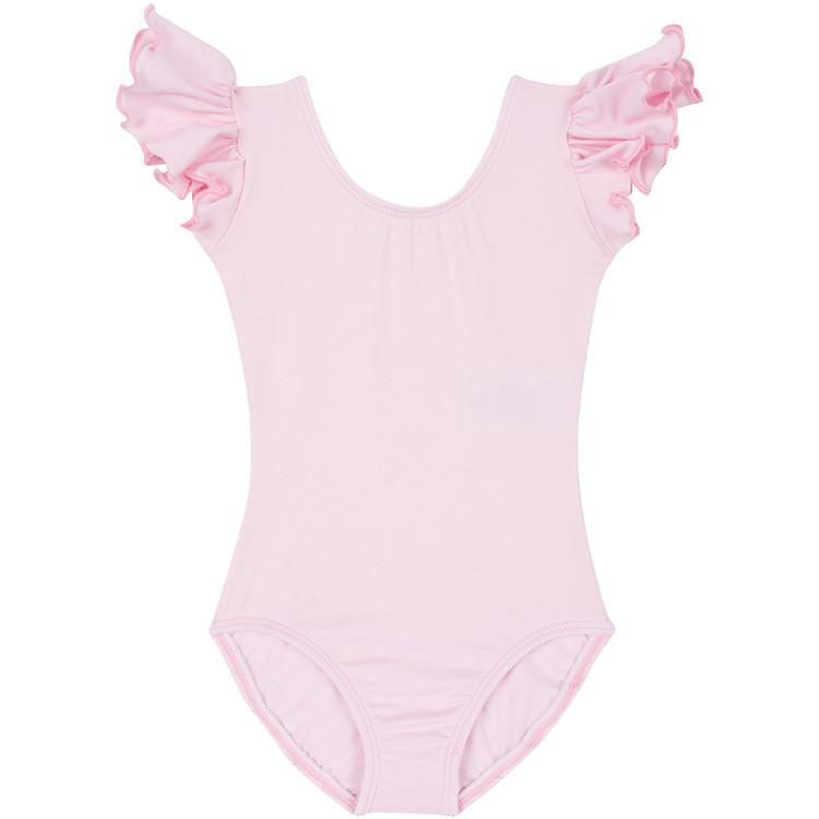 Short Flutter Sleeve Light Pink Leotard